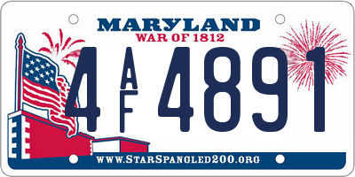 MD license plate 4AF4891