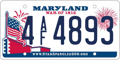 MD license plate 4AF4893