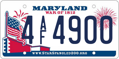MD license plate 4AF4900
