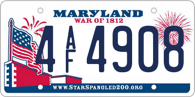 MD license plate 4AF4908