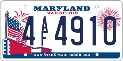 MD license plate 4AF4910