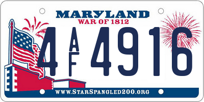 MD license plate 4AF4916