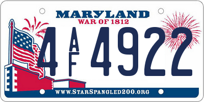 MD license plate 4AF4922
