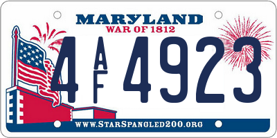 MD license plate 4AF4923