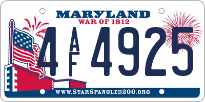 MD license plate 4AF4925