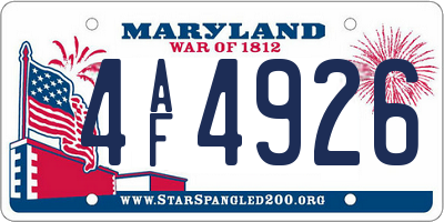 MD license plate 4AF4926