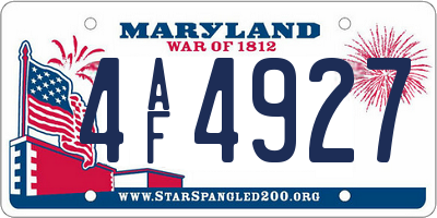 MD license plate 4AF4927
