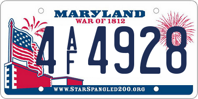 MD license plate 4AF4928