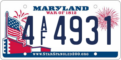 MD license plate 4AF4931