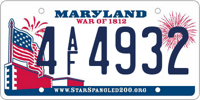 MD license plate 4AF4932