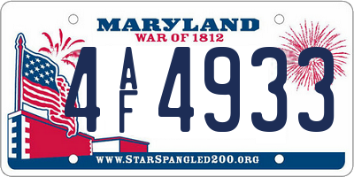 MD license plate 4AF4933