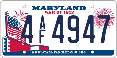 MD license plate 4AF4947