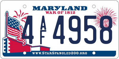 MD license plate 4AF4958