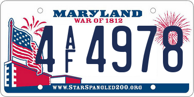 MD license plate 4AF4978