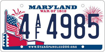MD license plate 4AF4985
