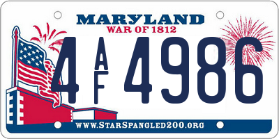 MD license plate 4AF4986