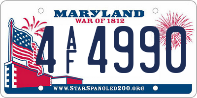MD license plate 4AF4990
