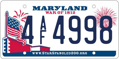 MD license plate 4AF4998