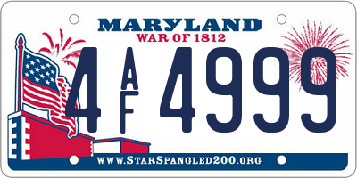 MD license plate 4AF4999