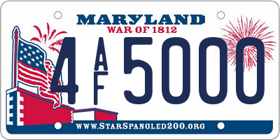 MD license plate 4AF5000