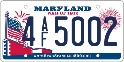 MD license plate 4AF5002