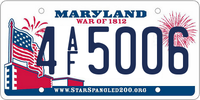 MD license plate 4AF5006