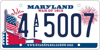 MD license plate 4AF5007