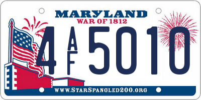 MD license plate 4AF5010