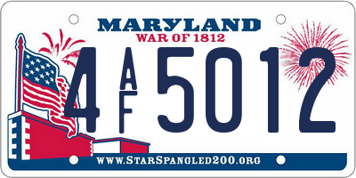 MD license plate 4AF5012