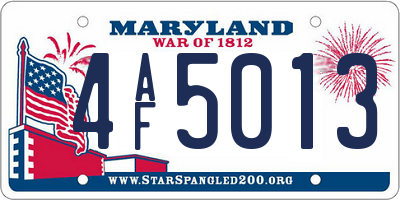 MD license plate 4AF5013