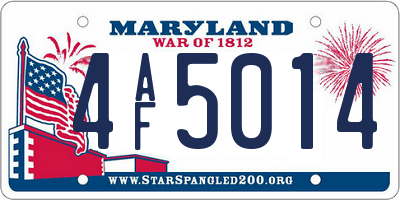 MD license plate 4AF5014