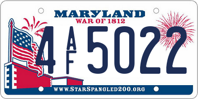 MD license plate 4AF5022