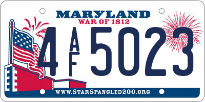 MD license plate 4AF5023