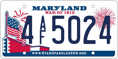 MD license plate 4AF5024
