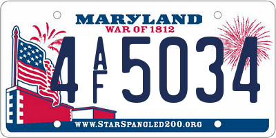 MD license plate 4AF5034