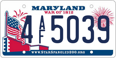 MD license plate 4AF5039