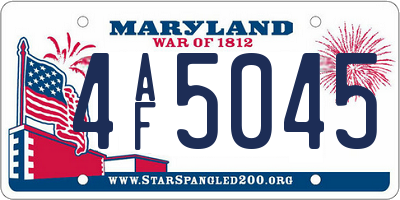 MD license plate 4AF5045