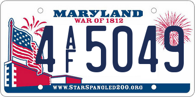 MD license plate 4AF5049