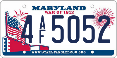 MD license plate 4AF5052