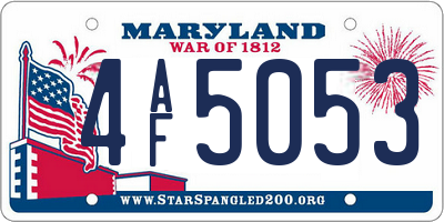 MD license plate 4AF5053