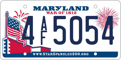 MD license plate 4AF5054