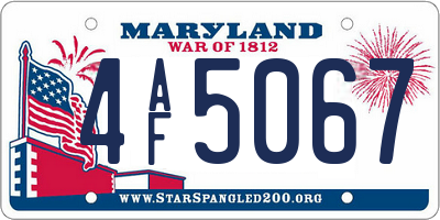 MD license plate 4AF5067