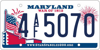 MD license plate 4AF5070