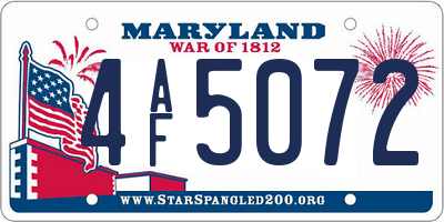 MD license plate 4AF5072