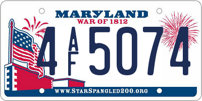 MD license plate 4AF5074