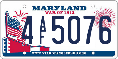 MD license plate 4AF5076