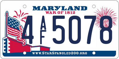 MD license plate 4AF5078