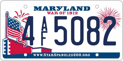 MD license plate 4AF5082