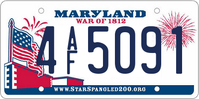 MD license plate 4AF5091