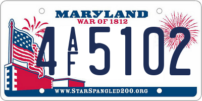 MD license plate 4AF5102